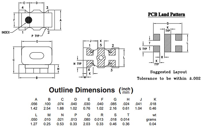 Mechanical Drawing - Mini-Circuits TTC1 RF Transformers